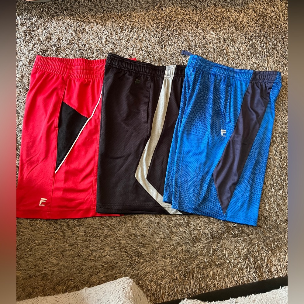 Kids Athletic Shorts Set - Red, Black, Blue